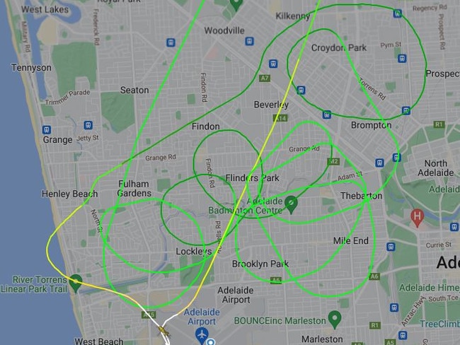 The police chopper was called in to chase a Mercedes in an hour long pursuit overnight. Picture: Flight Radar