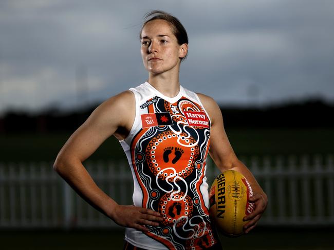 Izzy Huntington’s AFLW return is a story of patience and dedication. Picture: Phil Hillyard