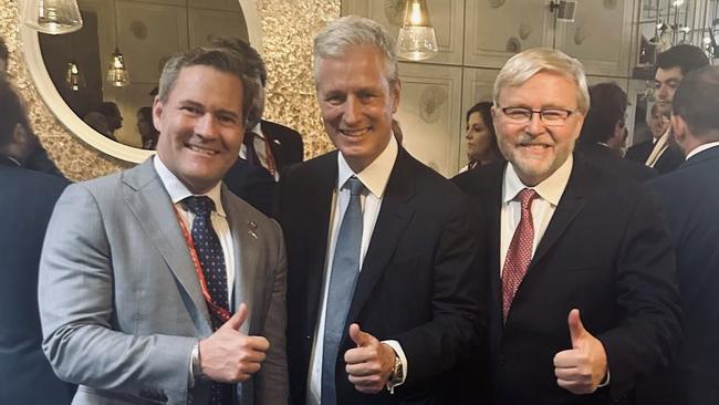 Kevin Rudd with Republican congressman Michael Waltz and Donald Trump’s former national security adviser Robert O’Brien.