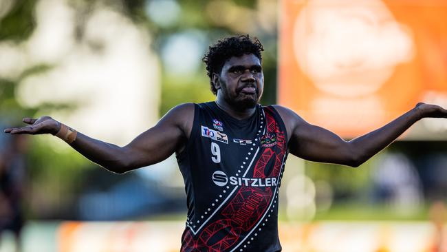 Anthony Munkara as St Mary's took on the Tiwi Bombers in the 2024-25 NTFL men's semi-final. Picture: Pema Tamang Pakhrin