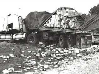 LOOKING BACK: The truck involved in the 1989 Cowper bus crash in which 20 people died. Picture: Grafton Daily News