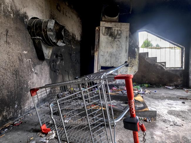 Vandalism at the Ecoville Community Park in Tarneit. Picture: AAP Image/Luis Enrique Ascui