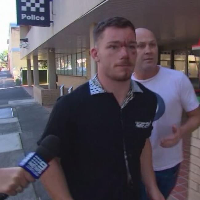 Tom Starling leaving Gosford Police Station. Picture: 9 News