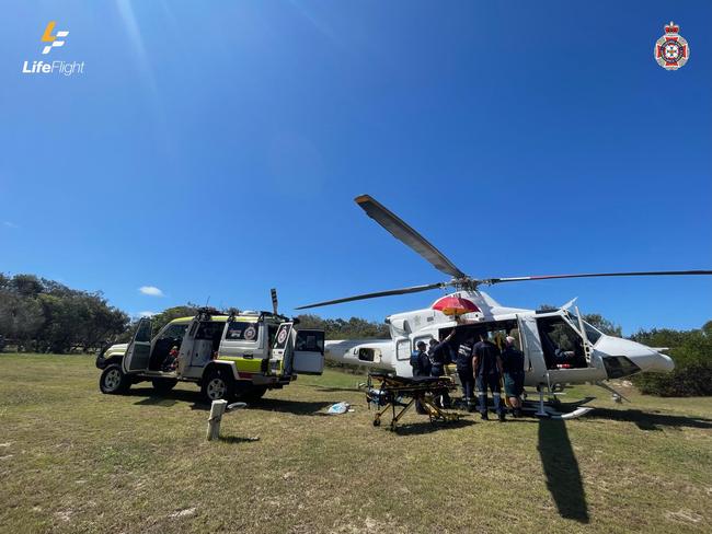 A trail bike rider has been flown to hospital after losing control and crashing into a tree on K’gari, suffering serious injuries. Photo: LifeFlight.