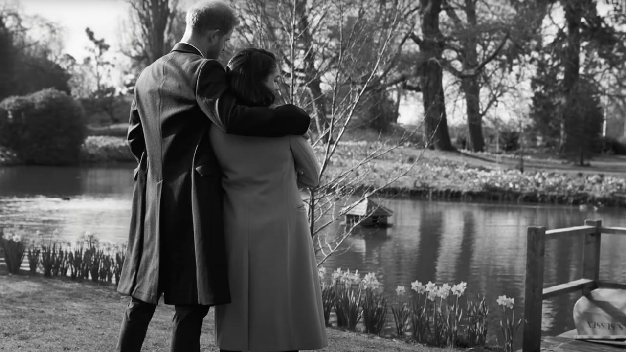 Prince Harry and Meghan Markle in private photos aired in their Netflix series. Picture: Netflix