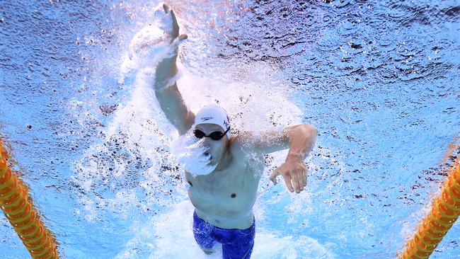 Mack Horton swims in the Mens 200m Freestyle final on day 1 of the 2018 Australian Swimming Trials at the Gold Coast Aquatic Centre at Southport on the Gold Coast, Wednesday, February 28, 2018. (AAP Image/Dave Hunt) NO ARCHIVING, EDITORIAL USE ONLY