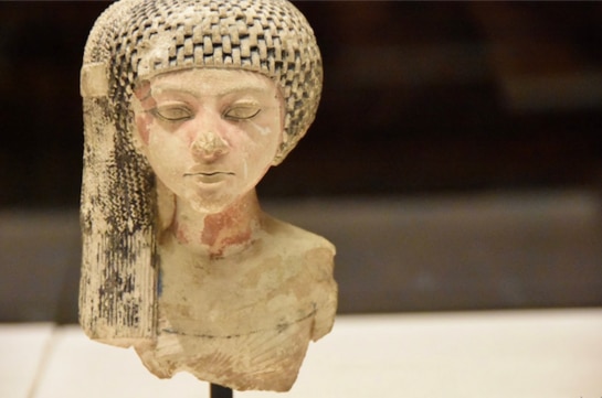 One of the few surviving statuettes identified as one of Akhenaten's daughters. This is Meritaten.