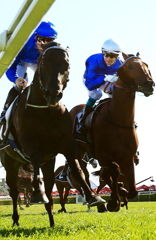 Complacent edges out Hauraki (right) on Epsom Day at Royal Randwick last year. Picture: Mark Evans