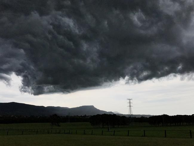 Dark clouds approach Dapto Picture: Dylan Robinson