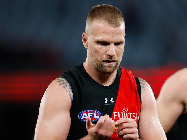 MELBOURNE, AUSTRALIA - AUG 16: Jake Stringer of the Bombers looks dejected after a loss during the 2024 AFL Round 23 match between Essendon Bombers and the Sydney Swans at Marvel Stadium on August 16, 2024 in Melbourne, Australia. (Photo by Dylan Burns/AFL Photos via Getty Images)