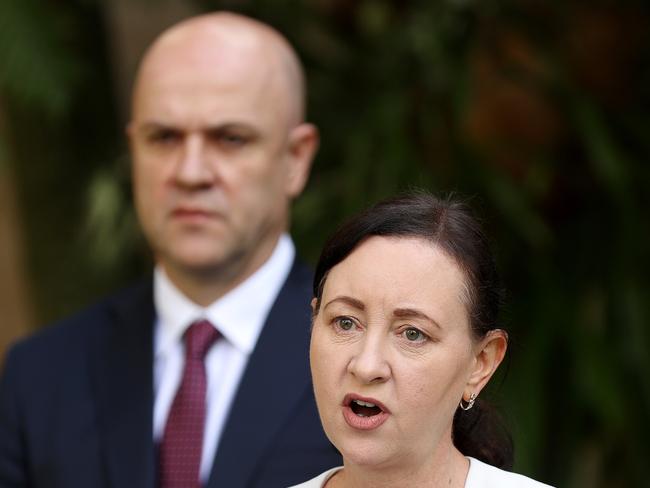 Health Minister Yvette D'Ath and Chief Health Officer John Gerrard. Picture: Tara Croser