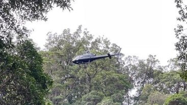 A helicopter involved in landslip repairs.