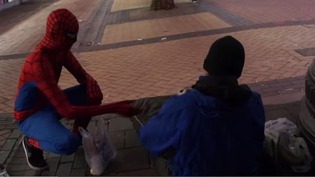 Spider-Man' feeds homeless in Birmingham  — Australia's  leading news site