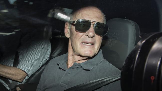 Chris Dawson, driven by his twin brother Paul, leaves Sydney’s Silverwater prison after his arrest for the murder of his wife Lyn. Picture: Chris Pavlich.