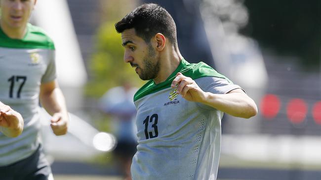 Aziz Behich at Socceroos training in Melbourne.