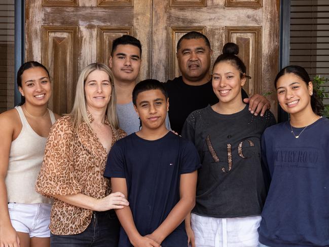 Former rugby union star Toutai Kefu, his wife Rachel and their five children - Joshua, Madison, Olivia, Isaac and Lucia - were all at home when a young gang attempted to rob their home. Rachel, Toutai, Josh and Madi were all injured by knives in the ensuing melee. Photograph David Kelly