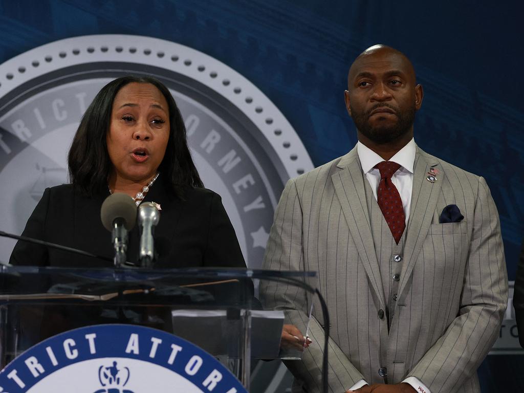 Fulton County District Attorney Fani Willis at a press conference with Nathan Wade. Picture: Joe Raedle (Getty Images via AFP)