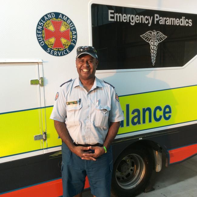 Local Indigenous paramedic Peter Heron after he clocked up 20 years working for QAS