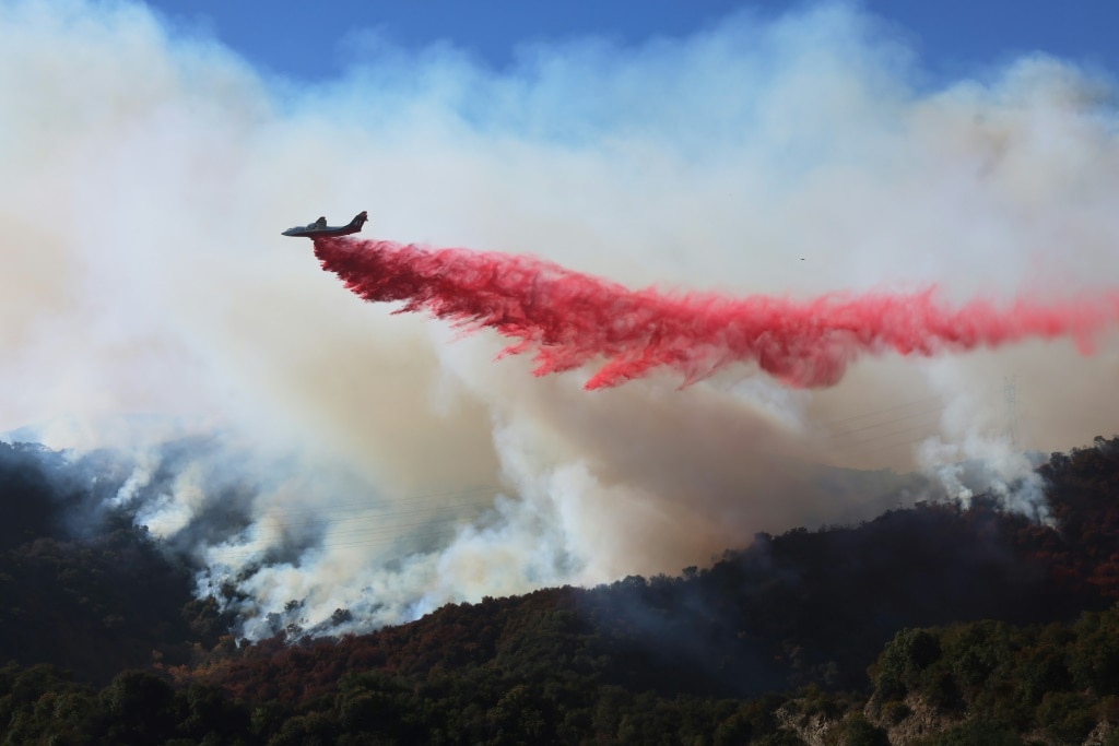 What is the pink stuff coating fire-ravaged Los Angeles?