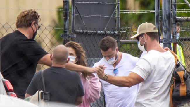 Chris Hemsworth and Elsa Pataky fly back to Byron, touching down on a private jet at Ballina airport wearing face masks. The Hemsworths were joined on the flight by stuntman Bobby Holland Hanton and were greeted at the arrival gate by friend Paul O’Brien.