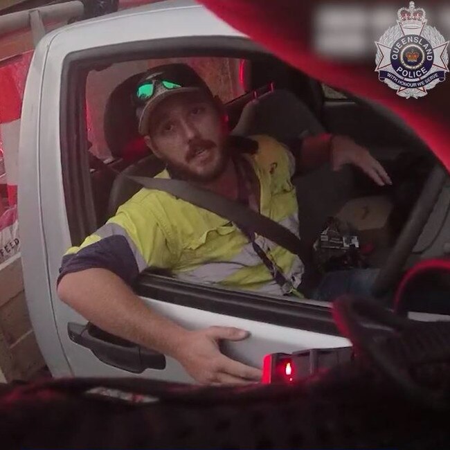 Police body cam of the man after he was pulled over. Picture: Queensland Police