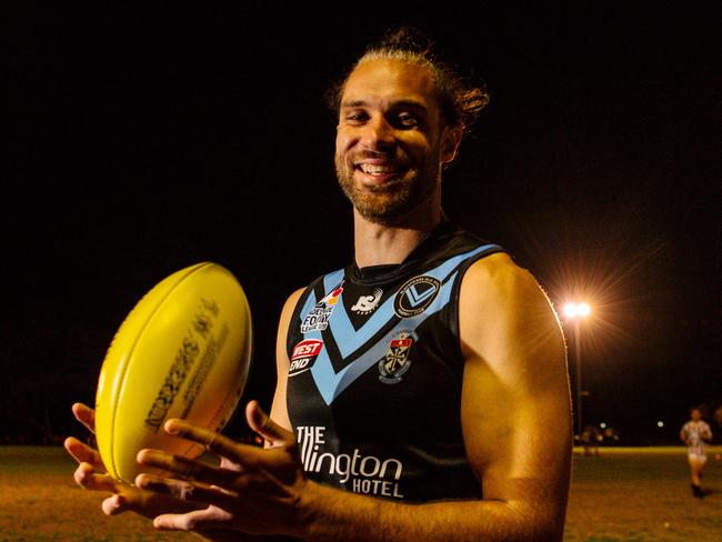 Blackfriars Old Scholars footballer Matt Brincat has overcome adversity with two knee reconstructions to be the only player in the Adelaide Footy League to have played all nine games and been in the best players each game. Adelaide, Tuesday, September 1, 2020. (The Advertiser/ Morgan Sette)