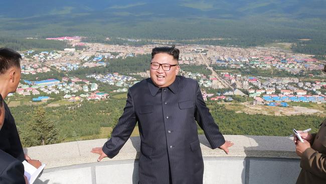 Kim Jong-un inspects construction sites in Ryanggang province. Picture: KCNA/ AFP