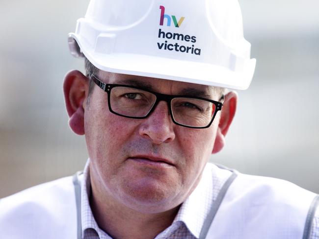 MELBOURNE, AUSTRALIA- NewsWire Photos FEBRUARY 25, 2021: Victorian Premier, Daniel Andrews speaks at press conference at a work site in Ascot Vale marking the start of the Big Housing Build. Picture: NCA NewsWire / Sarah Matray