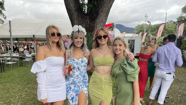 Amelia Pensini, Ella Bateman, Shannade Hall and Anah Cresswell at Cairns Cup Carnival on Saturday. Picture: Andreas Nicola