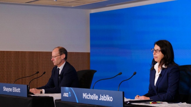 ANZ chief executive Shayne Elliott and CFO Michelle Jablko.