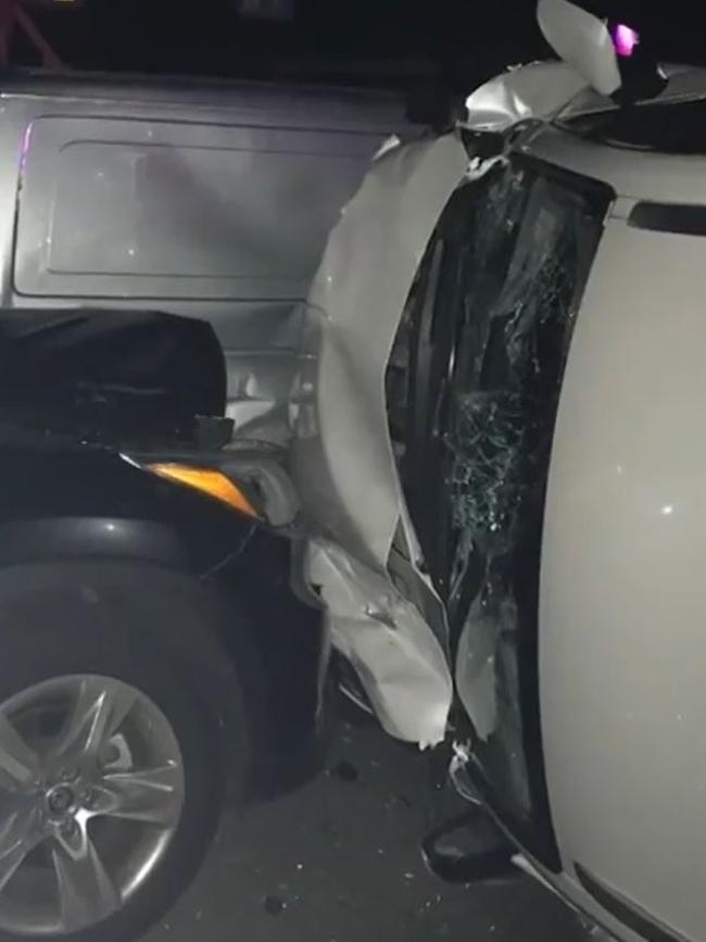 The Lexus after the 2017 crash. Picture: Nine News