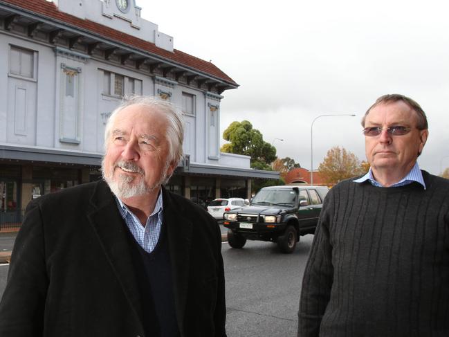 My Suburb. LtoR: Bob Lott and Robbie Robertson (Directors) in front of the Thebarton Theatre.