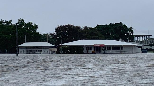 The Townsville Turf Club almost under water entirely due to the flood event gripping the region