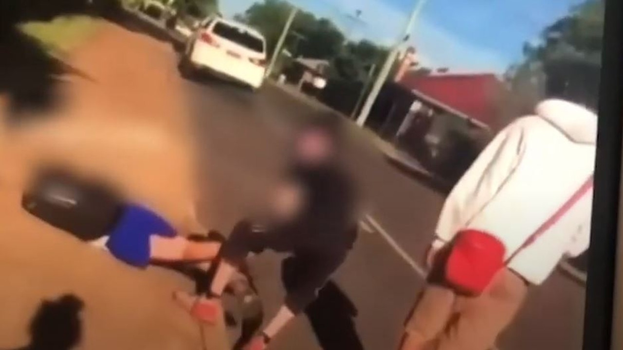 A screenshot from a video of an assault on a Harristown State High School student.