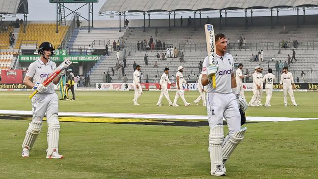 Two of England's best Bazball exponents Joe Root, right, and Harry Brook Picture: AFP