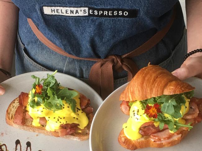 Helena's Espresso eggs benedict. 