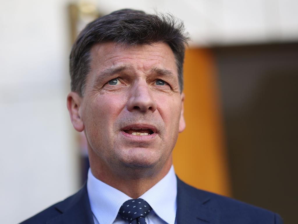 Angus Taylor at a press conference in Parliament House in Canberra. Picture: NCA NewsWire / Gary Ramage