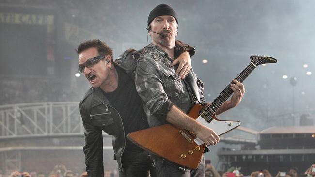 U2 performing in Brisbane at Suncorp Stadium. Pic Peter Wallis