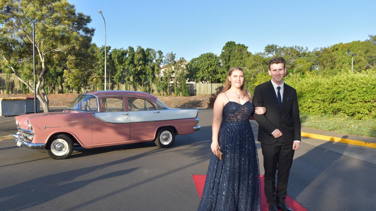 RIVERSIDE FORMAL: Sarha Hughes and Angus Fraser arrive in classic style at the Riverside Christian College Formal. Photo: Stuart Fast