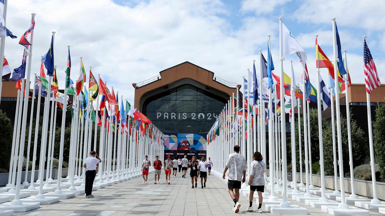 The entrance to the dining hall in the Olympic Village. Picture: Adam Head