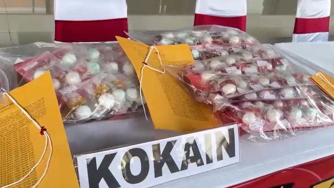 Police allege the cocaine (pictured) was encased in two boxes, including a Lindt chocolate box.