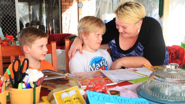 Sarah Wheatley is enjoying home schooling, but son Gruffyn, 8, might not be so keen. Reubyn, 6, is also pictured. Pic: Tim Marsden