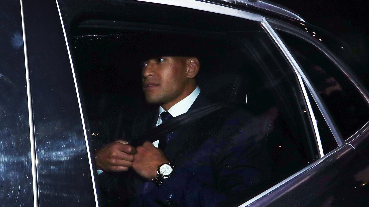 SYDNEY, AUSTRALIA - MAY 04: Israel Folau departs after Rugby Australia's code of conduct hearing into social media posts by Israel Folau, at Rugby Australia HQ in Moore Park on May 04, 2019 in Sydney, Australia. (Photo by Matt King/Getty Images)