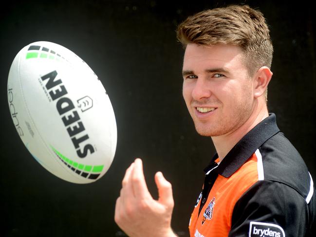 West Tigers player Jock Madden during a photo-op at the teams Concord training compound. Photo Jeremy Piper