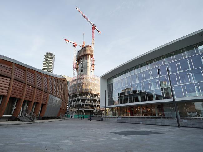 Piazza Gae Aulenti in Milan, Italy, would normally be bustling with people. Picture: Getty Images