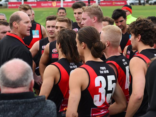 Pascoe Vale coach Digby Morrell calls the shots. Picture: Josie Hayden