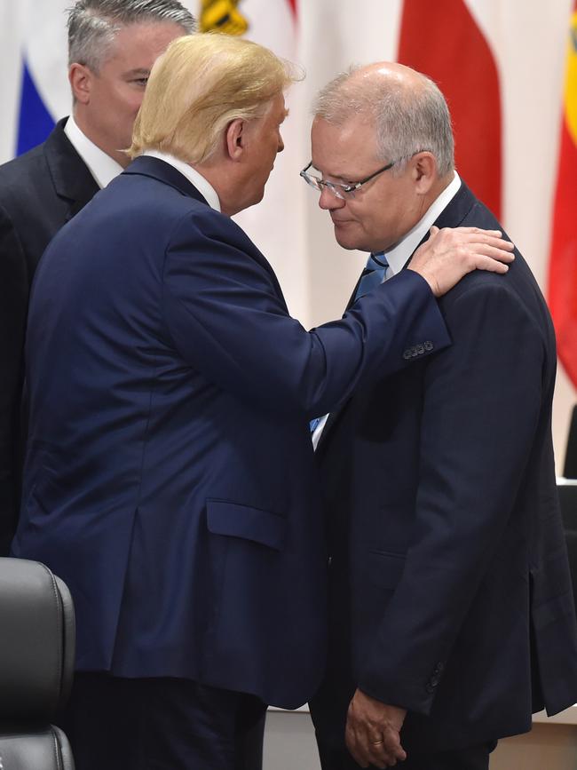 Scott Morrison and Donald Trump at the G20 this year. Picture: Kazuhiro Nogi/Getty Images