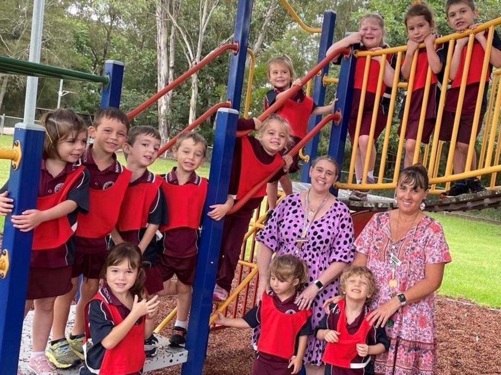 Nanango State School Prep B 2024 (back, from left) Taylee, Henry, River, Fletcher, Kinzie, Matilda, Octavia, Emily, Clayton, (front, from left) Aubrie, Layla, Noah, (absent) Freddie, William, Bastian, teacher Leanne Bowden and teacher aide Kellie Pogany.