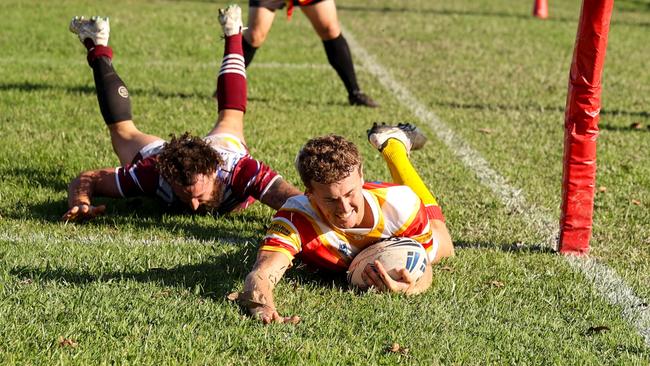 Jett McCarthy plants the ball down. Picture: D Wigley
