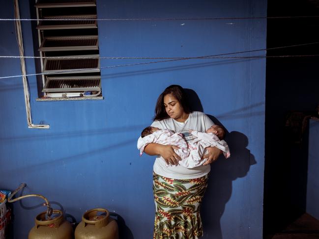 Covid-19 patient Barbara Cesar had to wait three weeks before she could see her newborn twins in Vitoria, Brazil. Picture: Tommaso Protti/Wall Street Journal